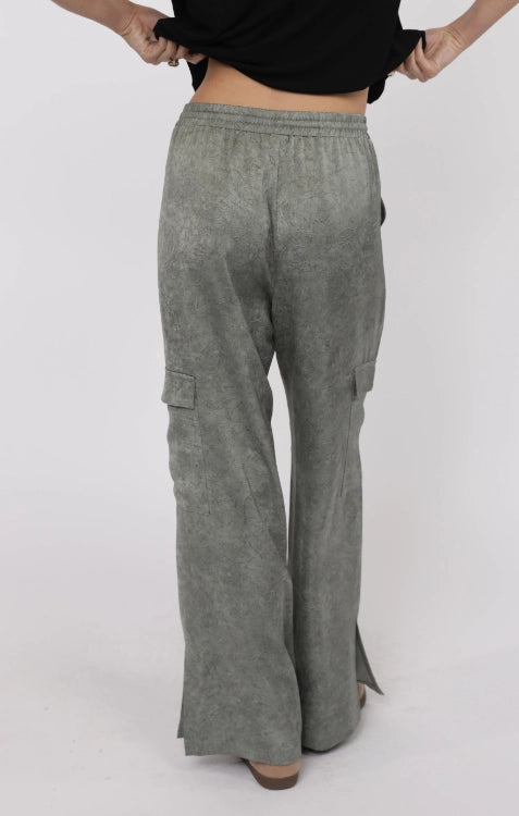 Sage the Label Forever Yours Crinkled Satin Cargo Pants