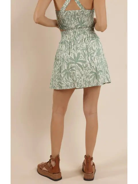 Sage the Label Palm Whispers Elastic Waist Mini Skirt