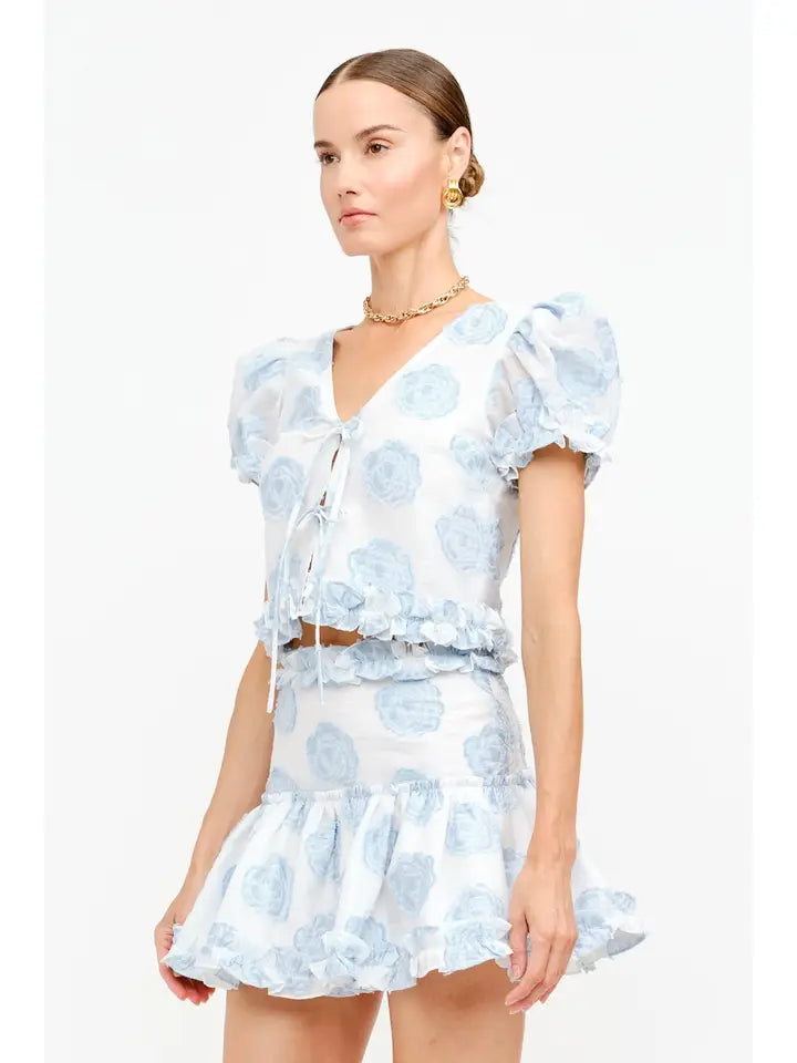 Natalia Blue Floral Top
