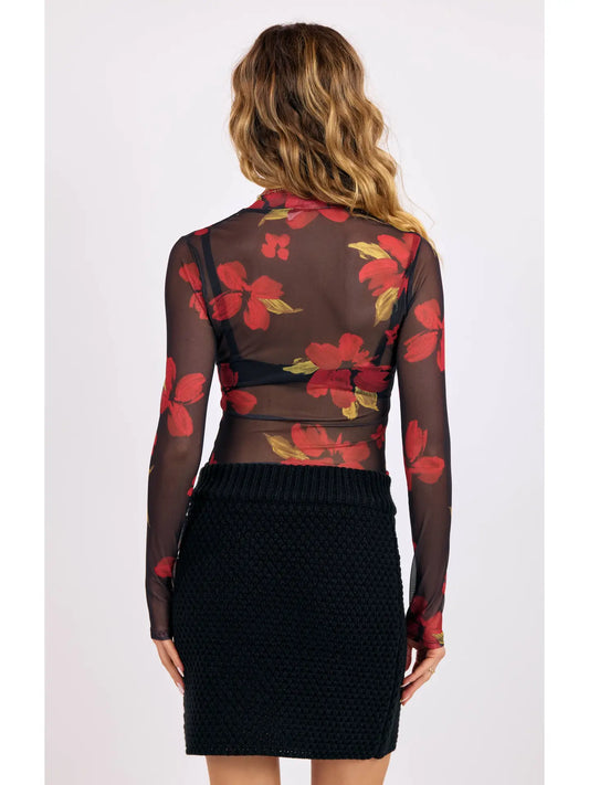 Sage the Label Gypset Glamour Mesh Mock Neck Top