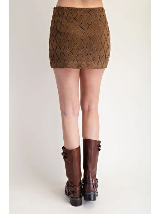 Patterned Faux Suede Mini Skirt