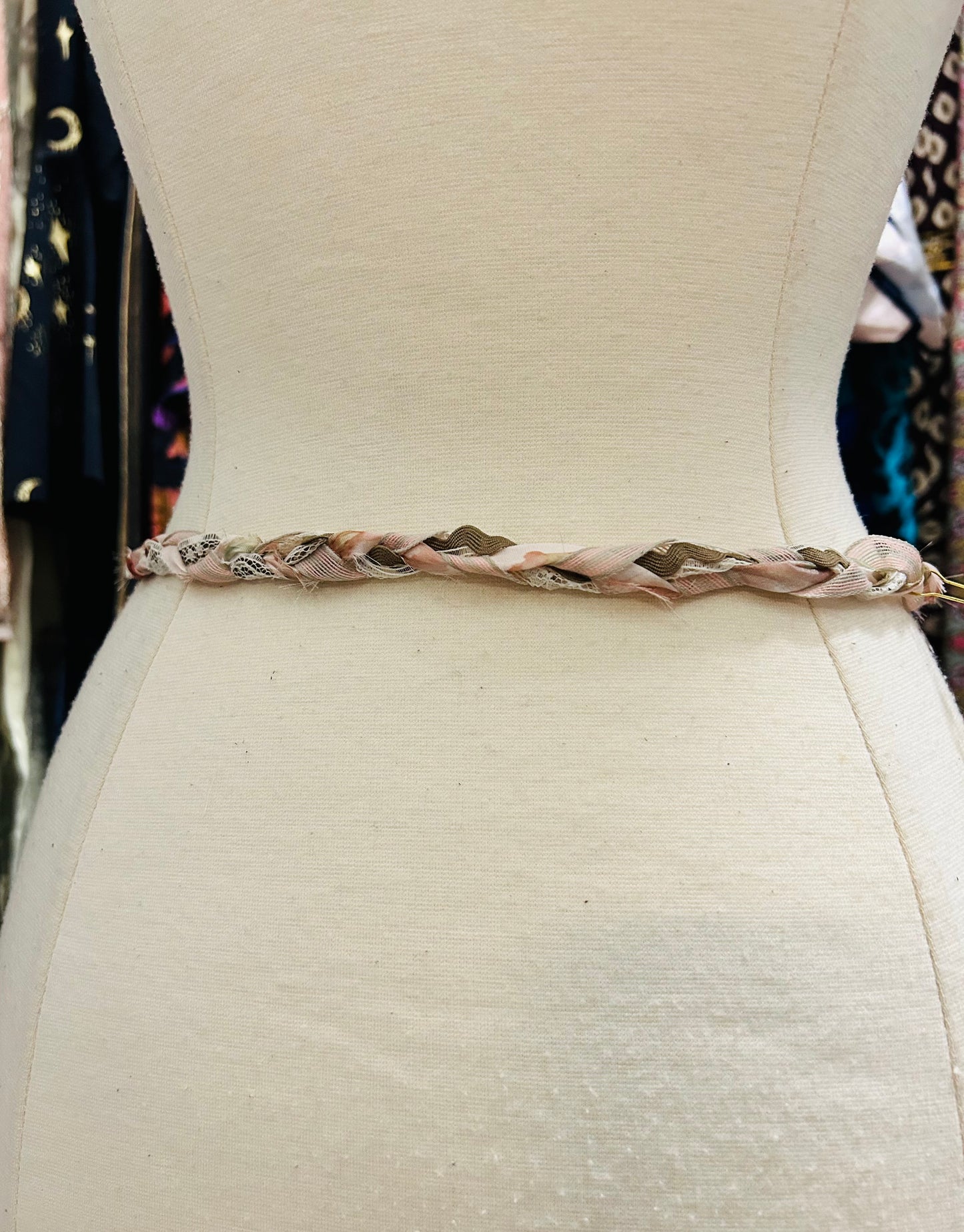 OOAK Floral Fabric Tassel Belt