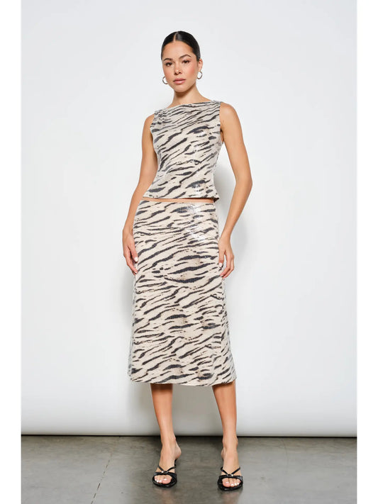 Jacqueline Zebra Sequin Top