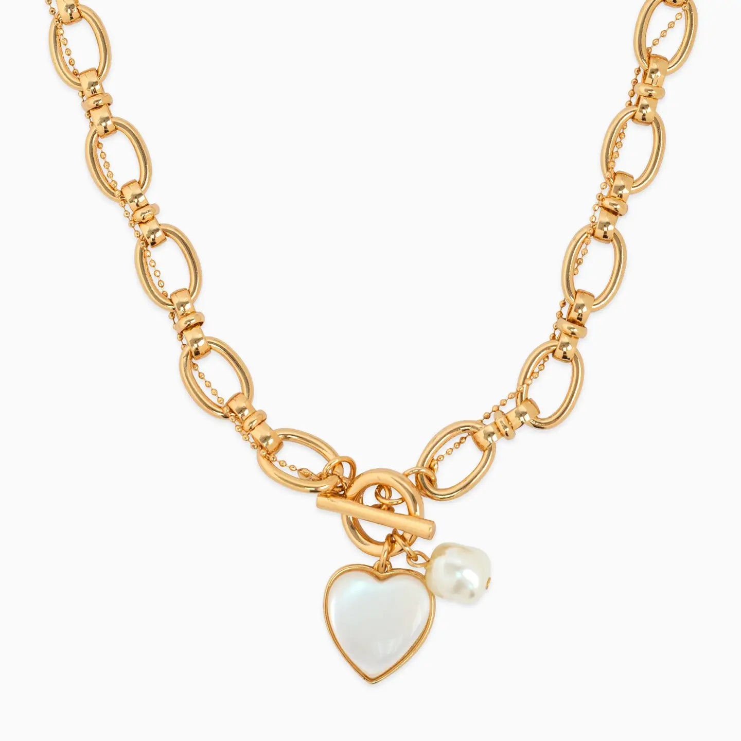 Glossy Heart Twist Chain Toggle Necklace