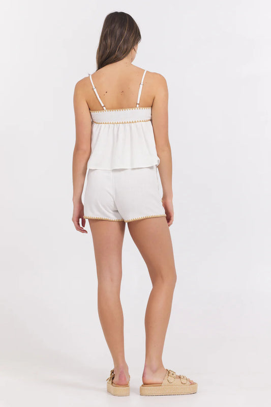 Vintage Havana Flowy Tank with Contrast Stitching