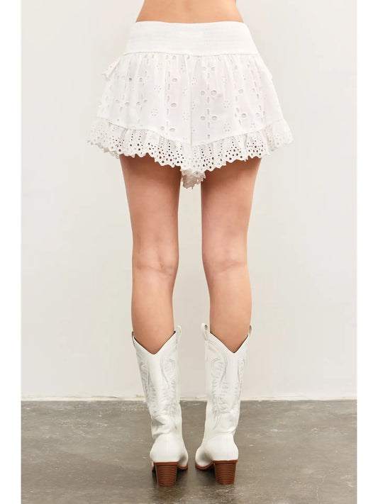 Ruffle Eyelet Short