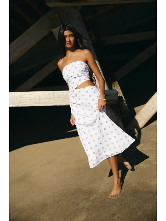 Cut Out Detail Tube Maxi Dress