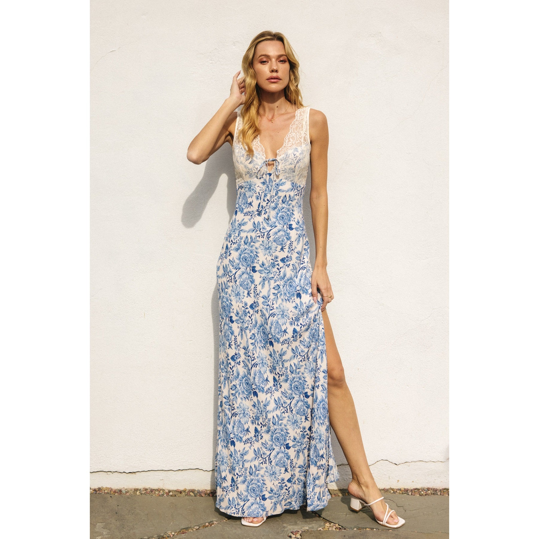 Au Revoir Empire Lace and Satin Contrast Maxi Dress Libby Story Au Revoir Empire Lace and Satin Contrast Maxi Dress Libby Story