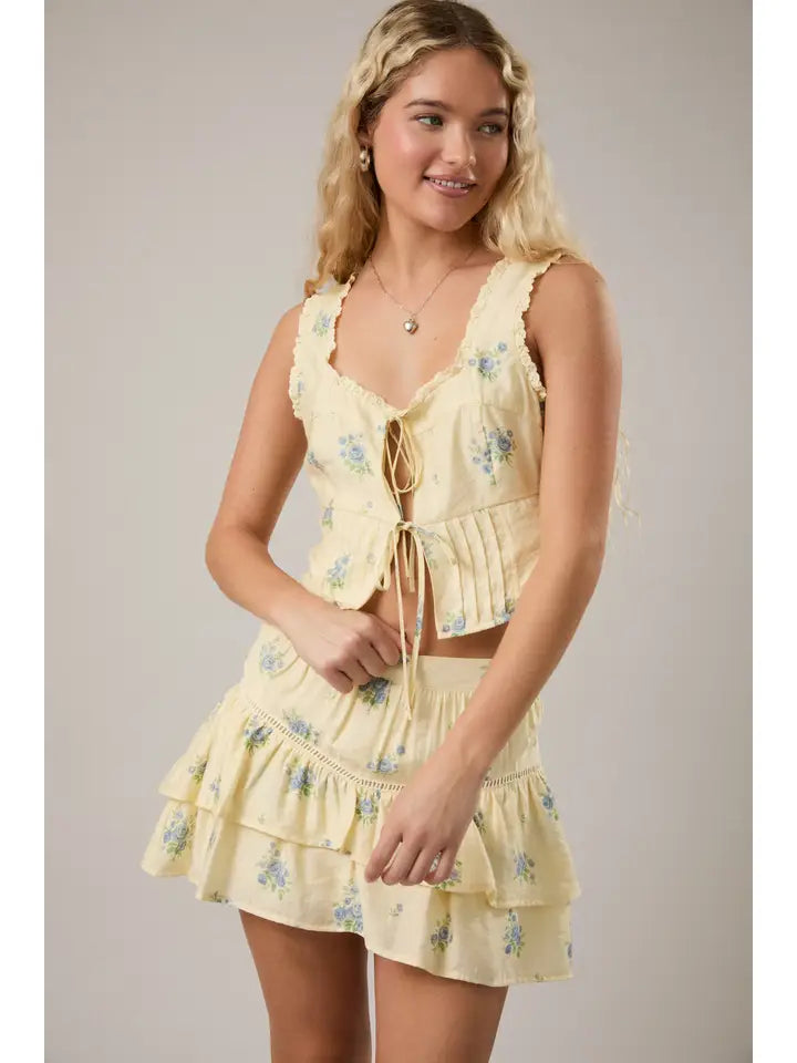 Sleeveless Square Neck Lace Trim Open Top