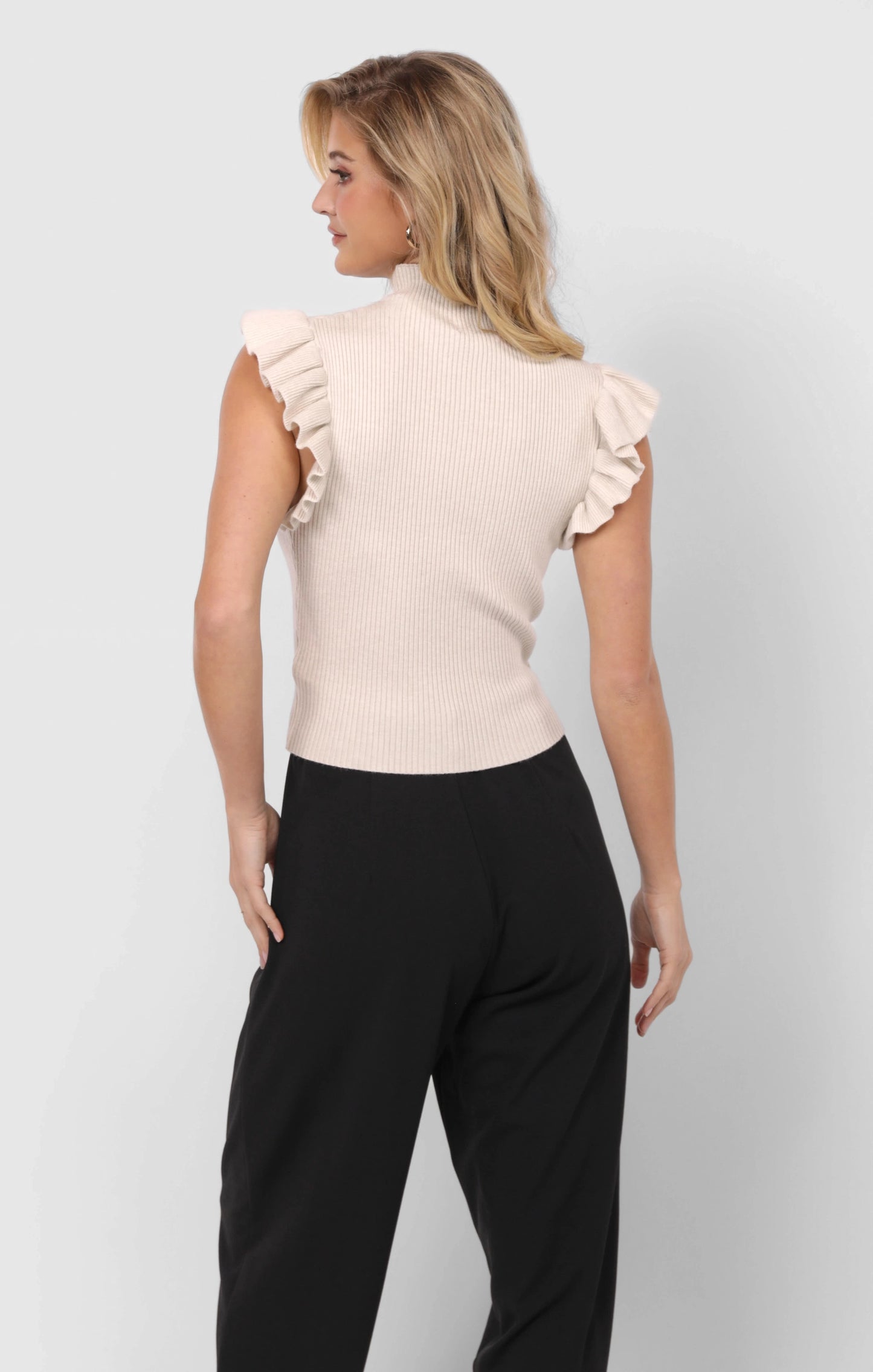 Sadie and Sage Tiffany Mockneck Ruffle Tank Sweater