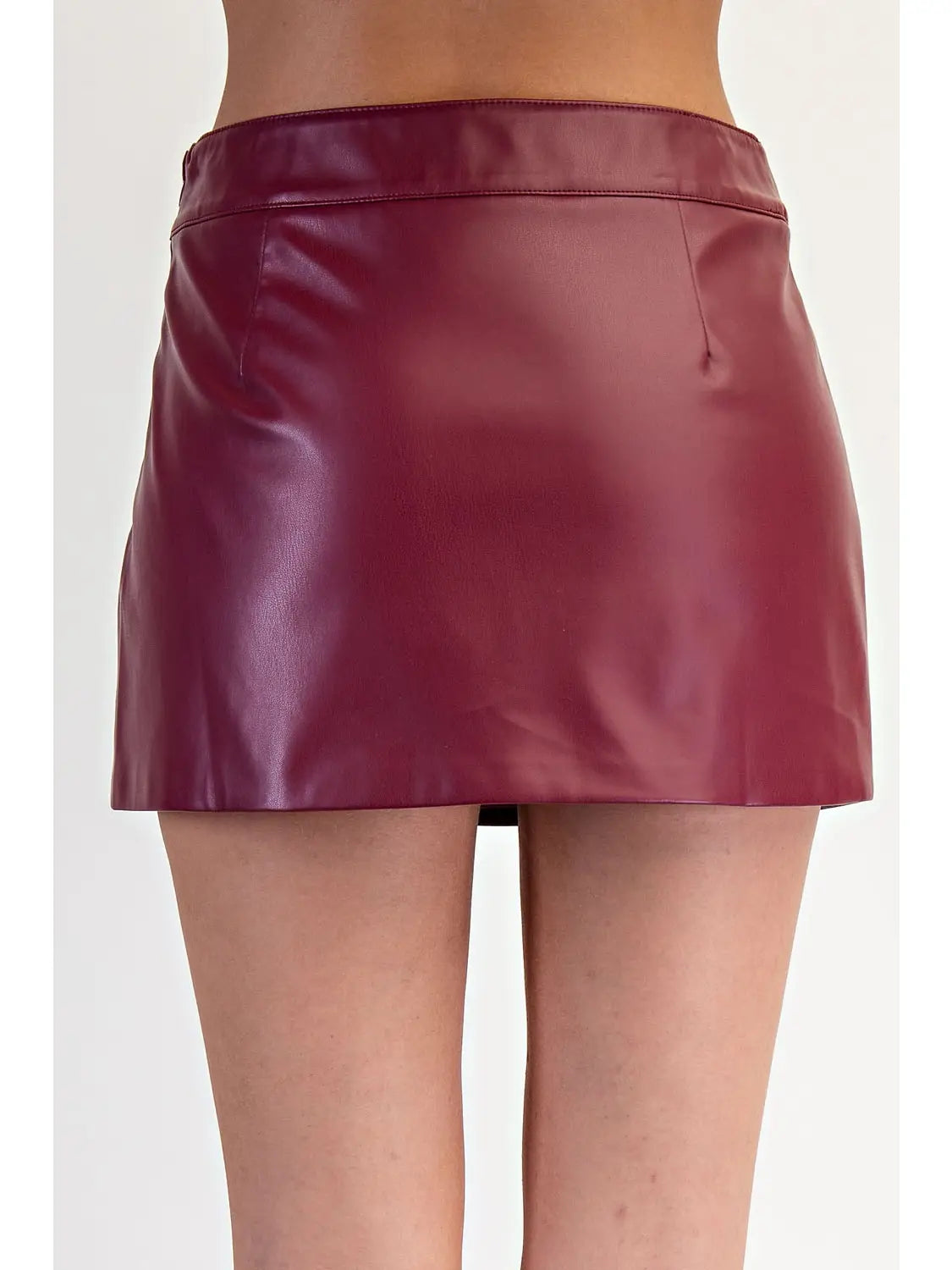 Front Zip-Up Faux Leather Mini Skirt
