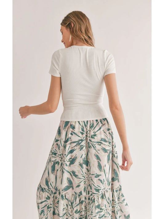 Sadie & Sage Marshmallow Fitted Crop Tee