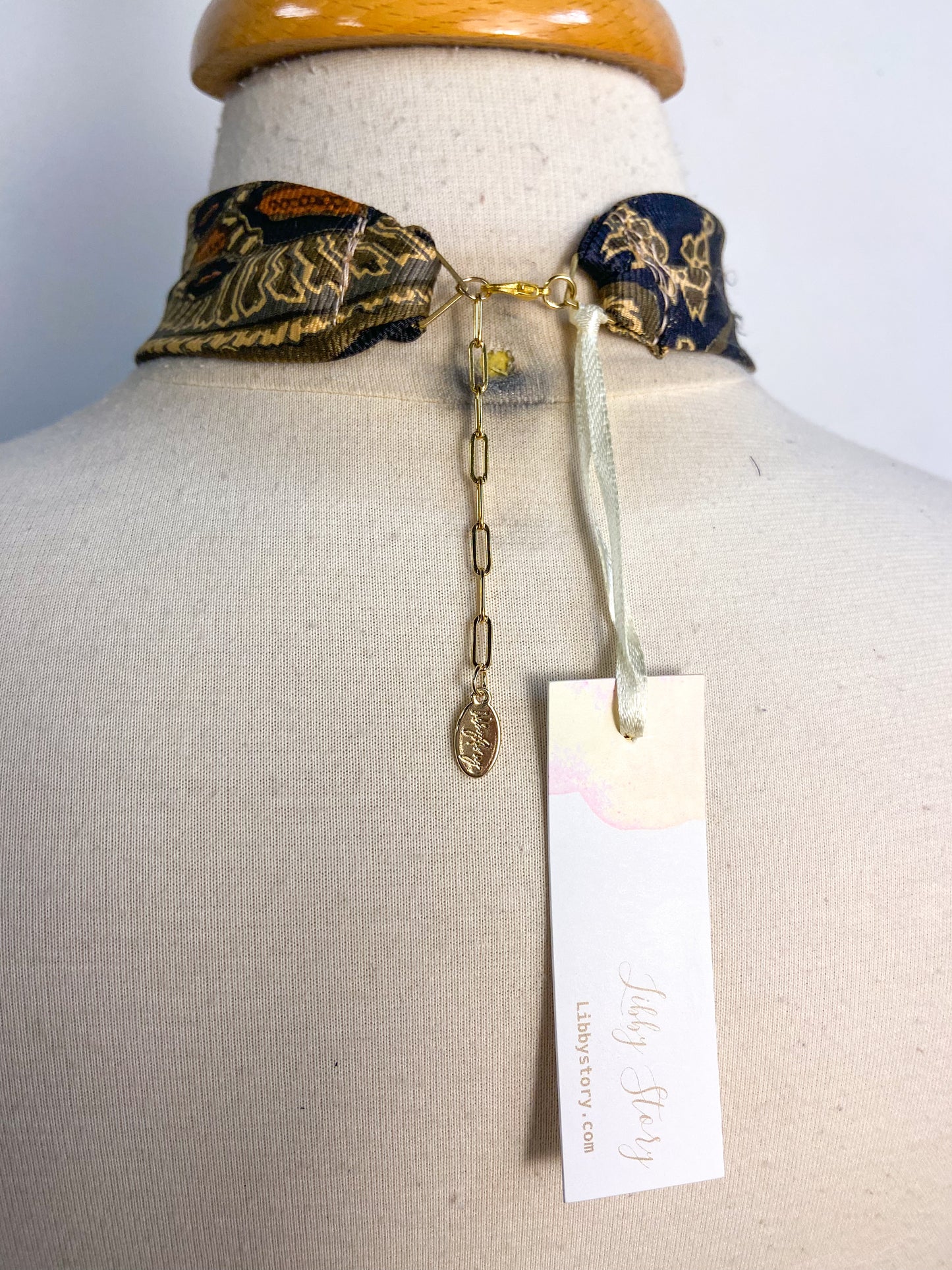 OOAK Silk Scarf and Vintage Clip Necklace