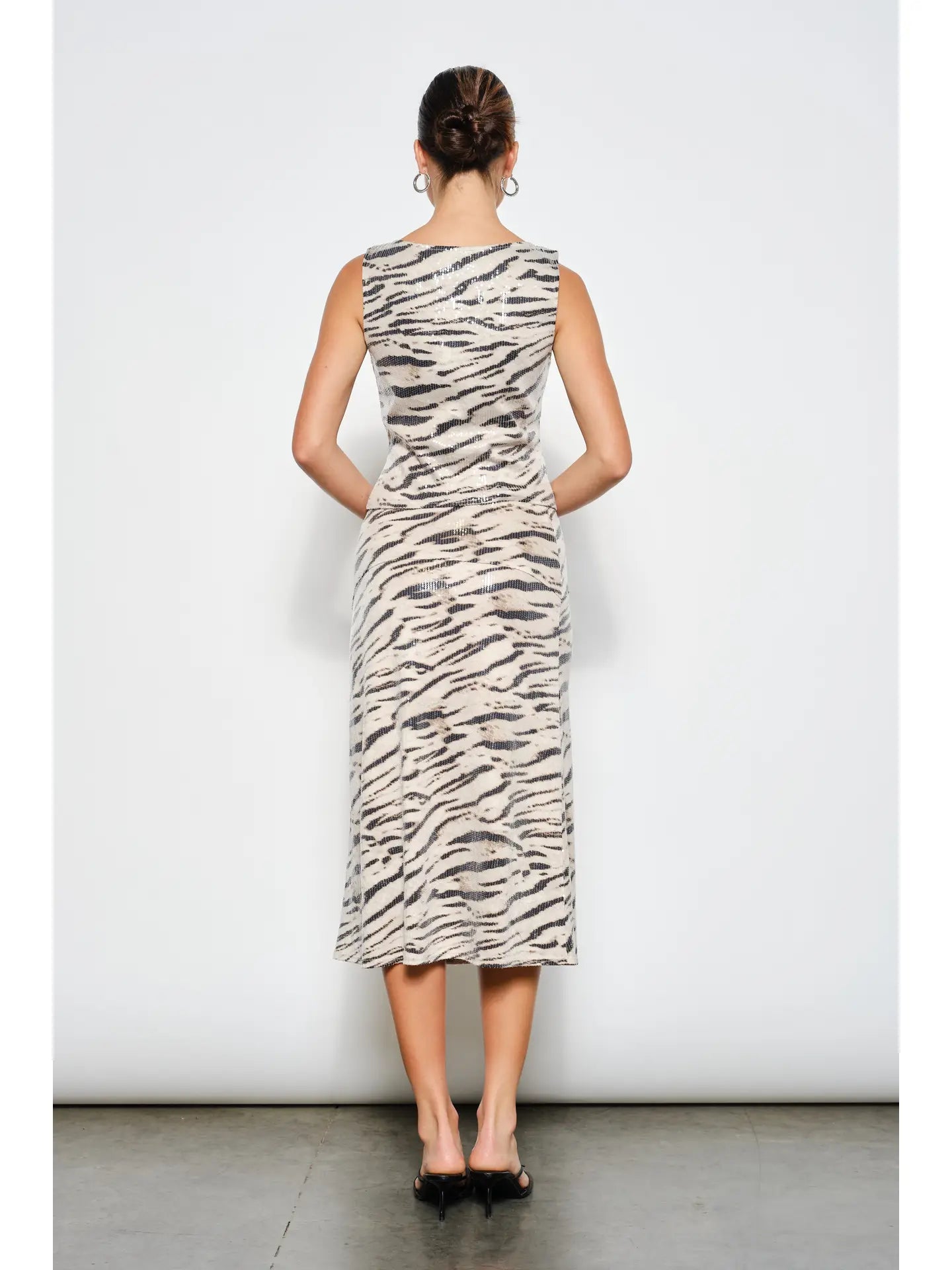 Jacqueline Zebra Sequin Top