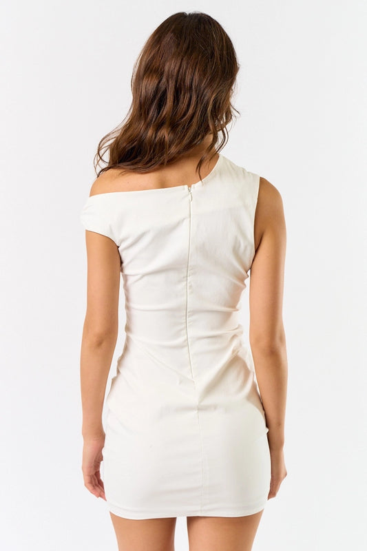 Asymmetrical Twist Sleeve Mini Dress