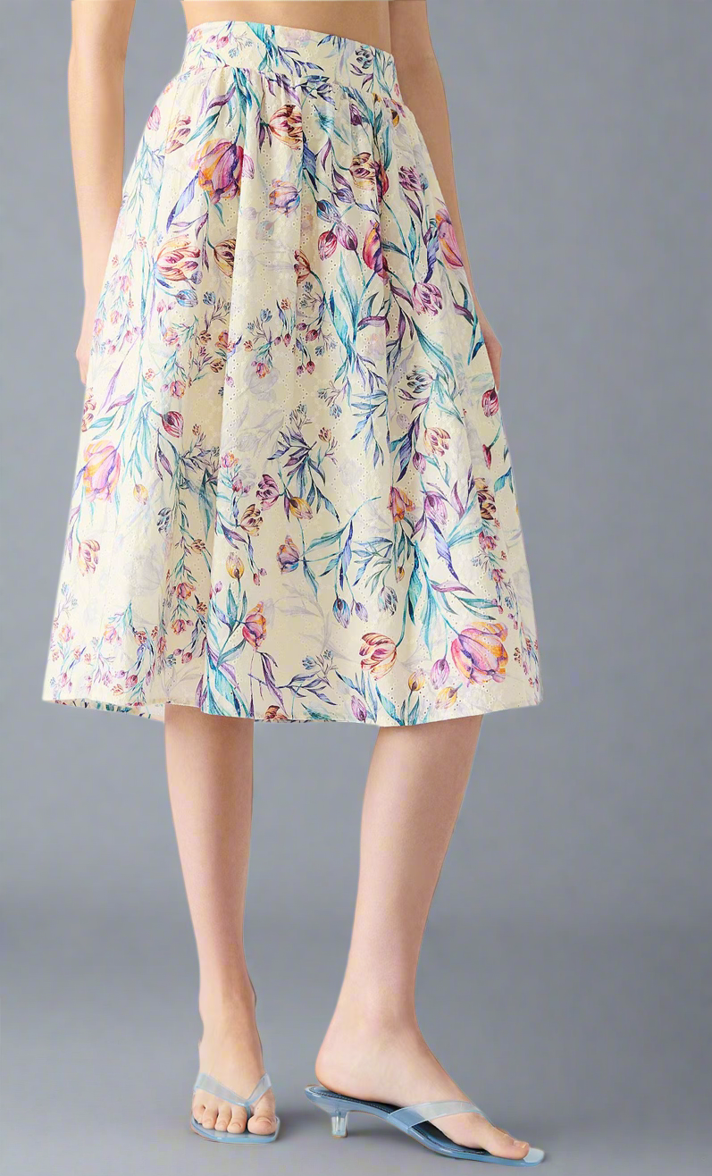 Steve Madden Carlynn Floral Print Midi Skirt