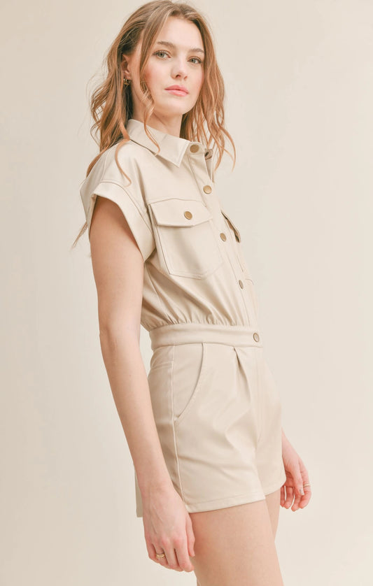 Sadie & Sage Hidden Gem PU Leather Romper