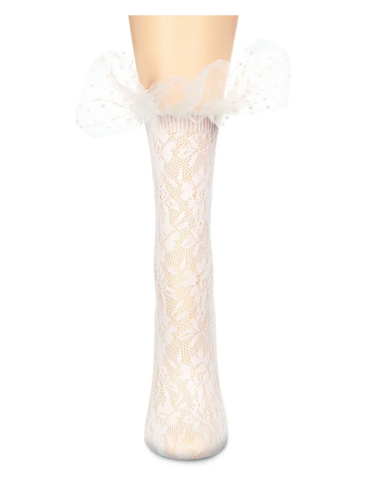 Floral Lace Ruffle Crew