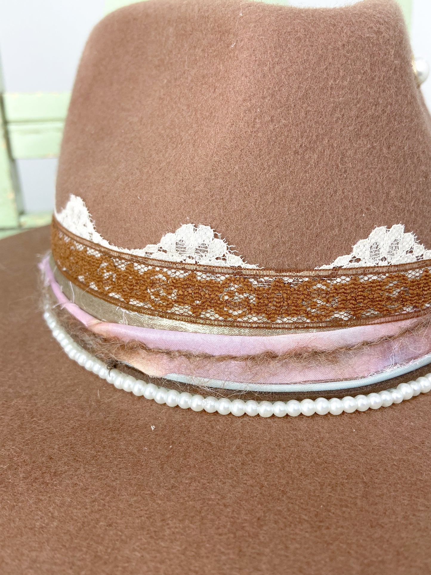 OOAK 100% Wool Stiff Bring Shoe Clip Hat