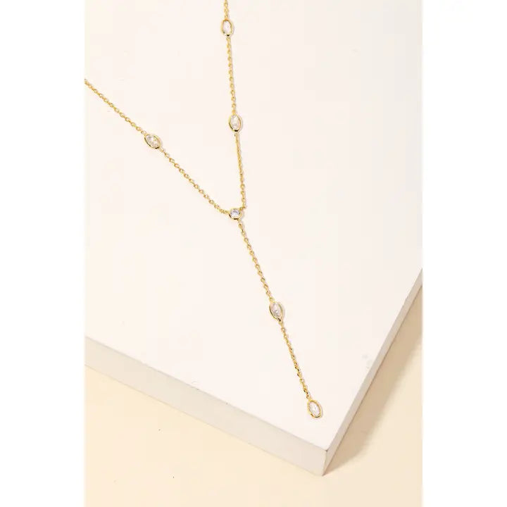 Dainty Chain Rhinestone Y Necklace