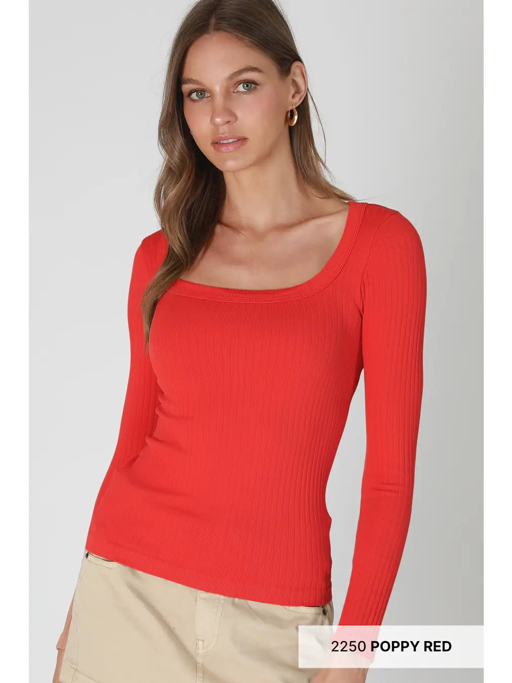 NikiBiki Wide Ribbed Square Ls Top