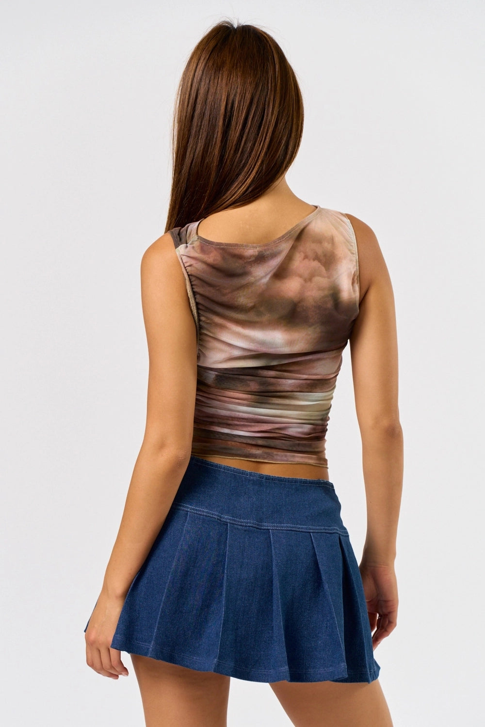 Mesh Top with Ruched Detail