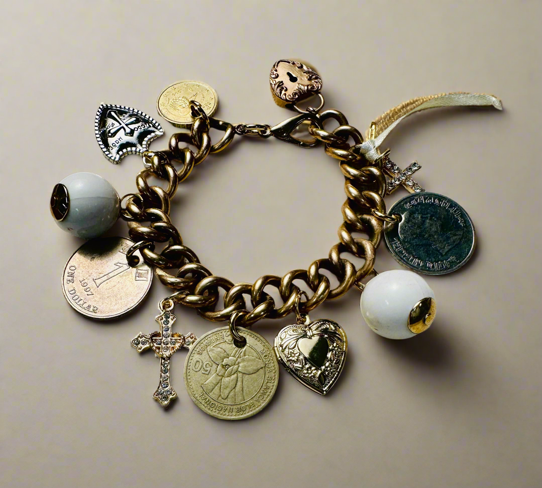 Uocycled OOAK Vintage Charm Bracelet