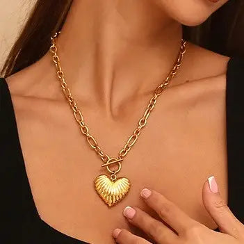 18K Stainless Steel Tarnish Free Heart Necklace