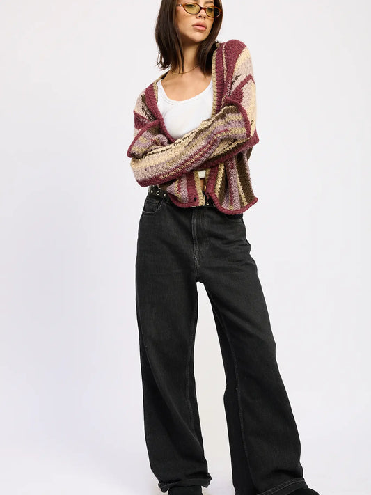 Color Mixed Cardigan Top