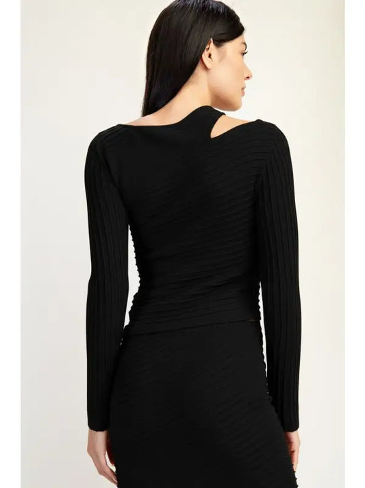 Asymmetric Cut-Out Sweater Top