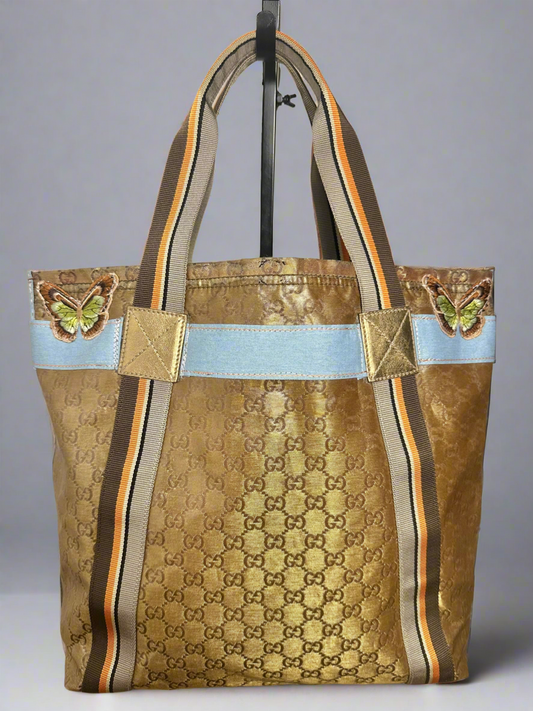 OOAK Authentic Vintage Upcycled Gucci Bag with Denim Trim