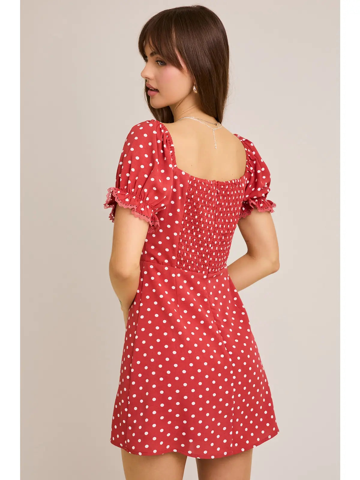 Short Sleeve Mini Dress in Polka Dot
