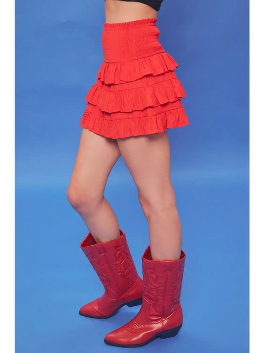 Smocked Skort with Ruffled Layers