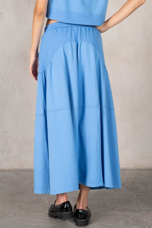 Terry Midi Skirt With Contrast Rib Detail
