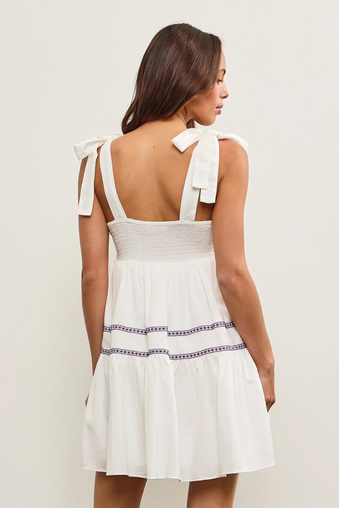 Tied Shoulder Ruffle Tiered Dress