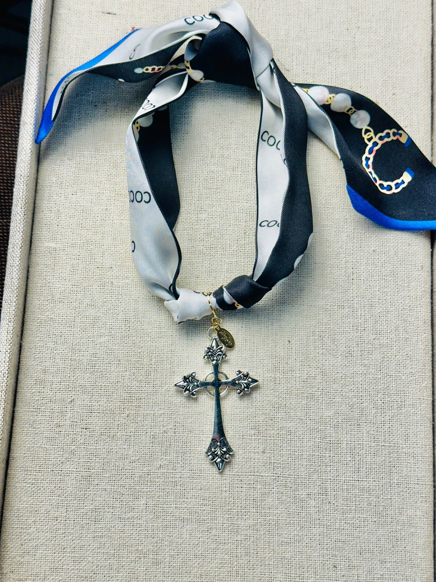 Large Silver Cross clip-on Charm