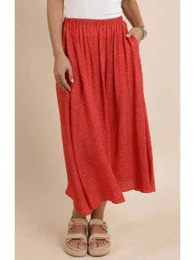 Sadie & Sage Nina Elastic Waist Flowy Midi Skirt