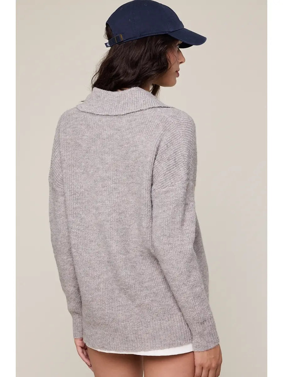 STM Wide Collar Casual Knit Sweater Cardigan