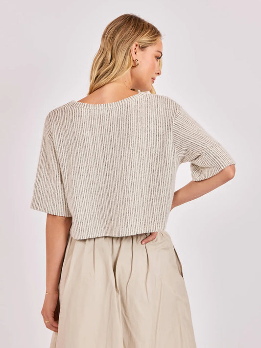 Sadie & Sage Arden Stripe Boxy Crop Tshirt