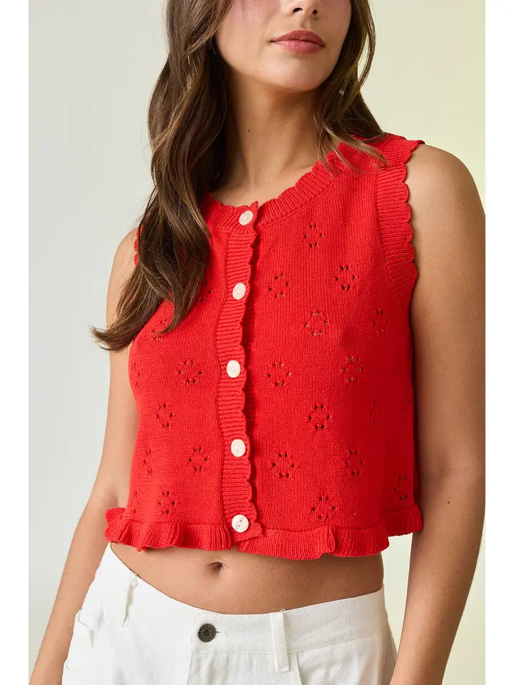 Stella Ruffle Short Sleeve Sweater Top