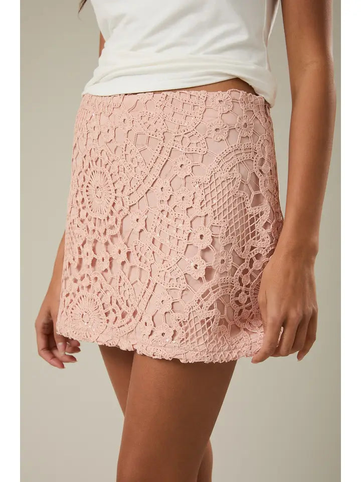 Low Waist Lace Mini Skirt