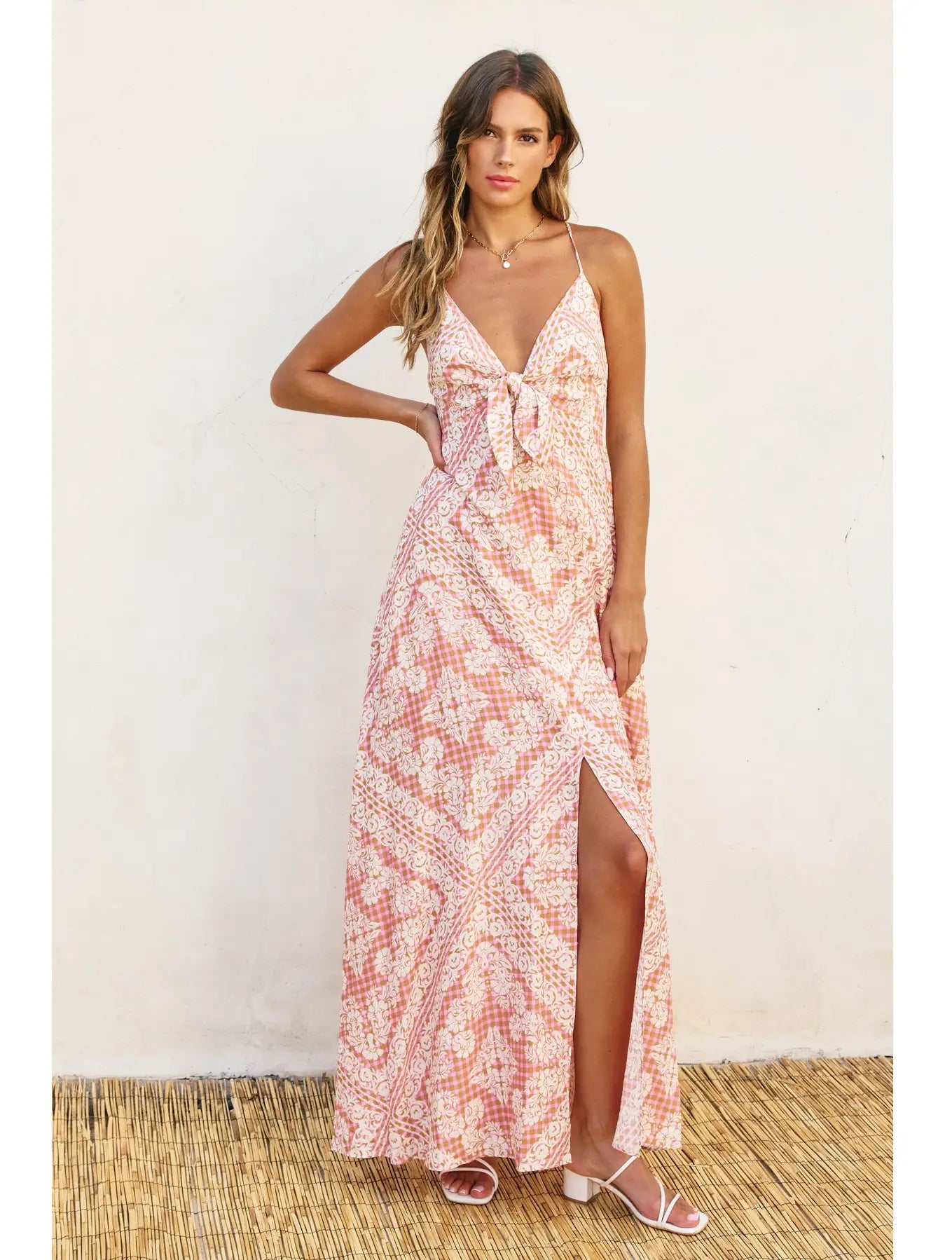 Stay Cute Knot Front Maxi Dress Libby Story Stay Cute Knot Front Maxi Dress Libby Story