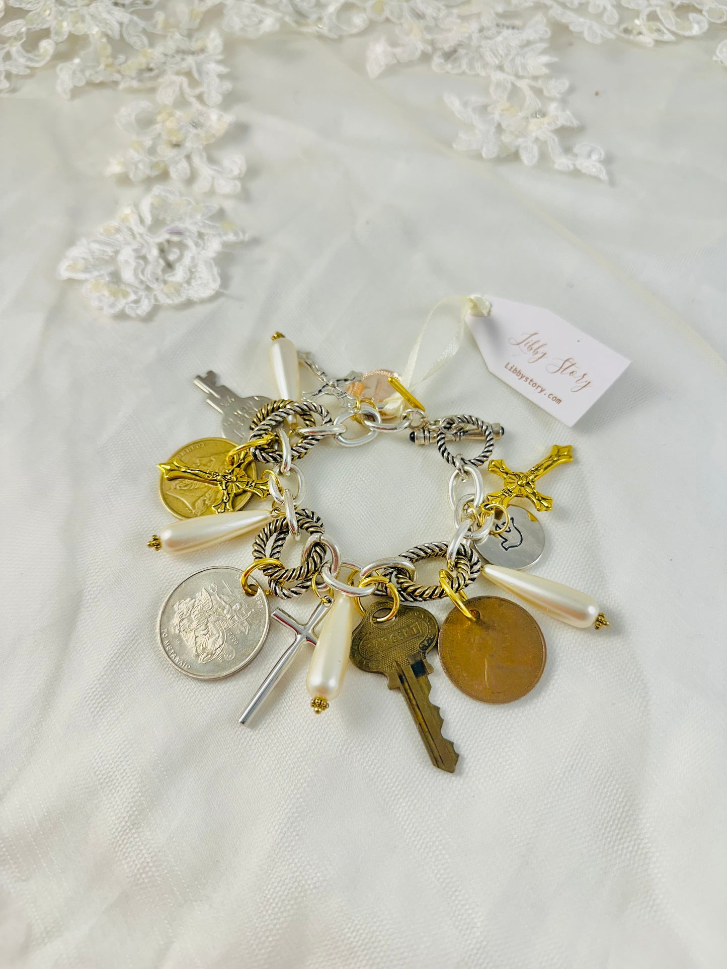 OOAK Coin and Charms Bracelet