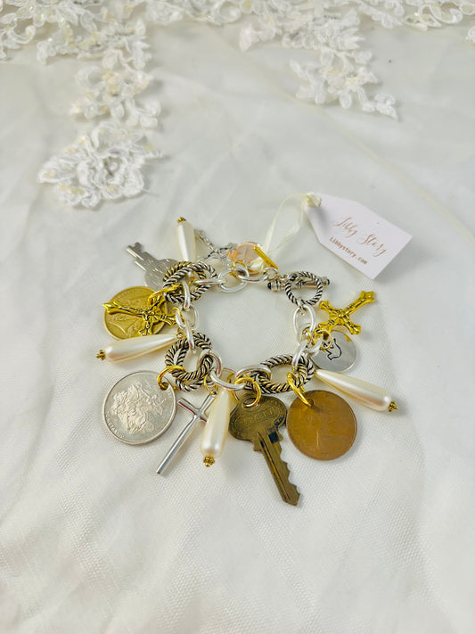 OOAK Coin and Charms Bracelet