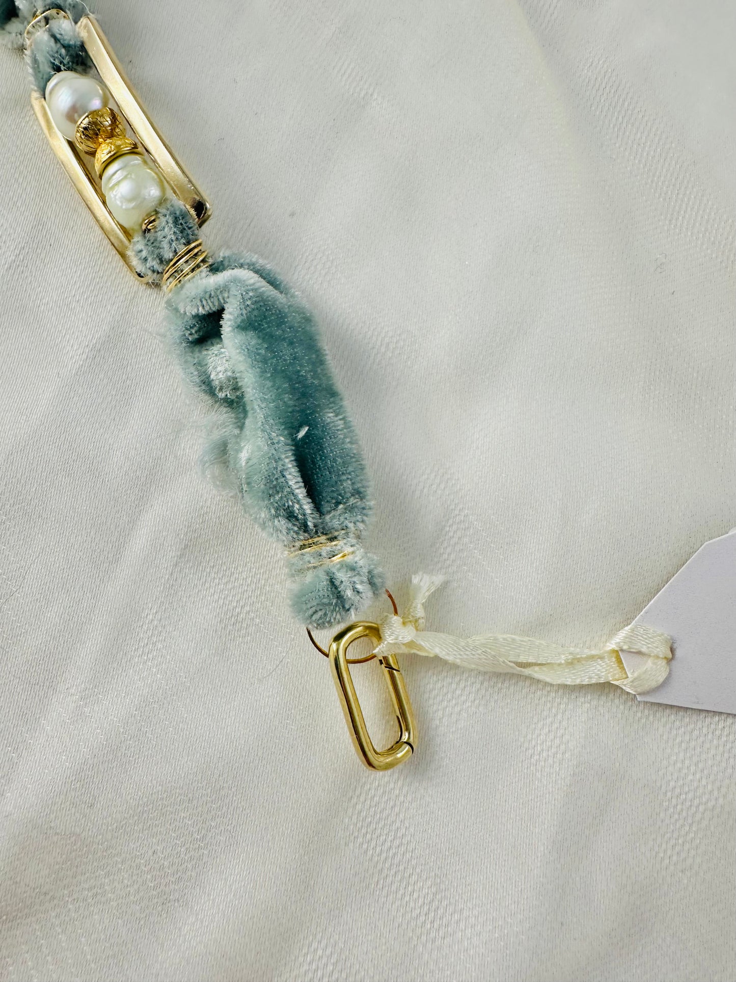 OOAK Velvet and Pearls Bracelet