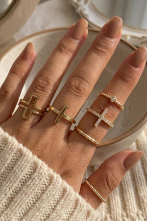 Six Piece Assorted Cross Rings Set