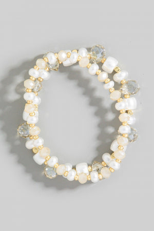 Pearls And Faceted Beads Bracelet Set