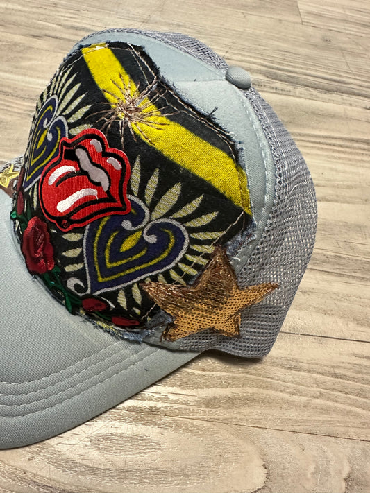 Rock-on Multi Patch Embroidered Trucker Hat