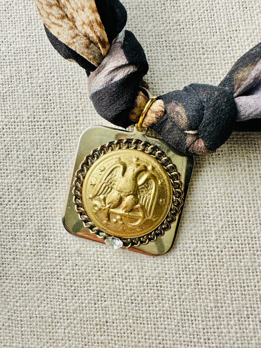 Regal OOAK Scarf and Pendant Necklace