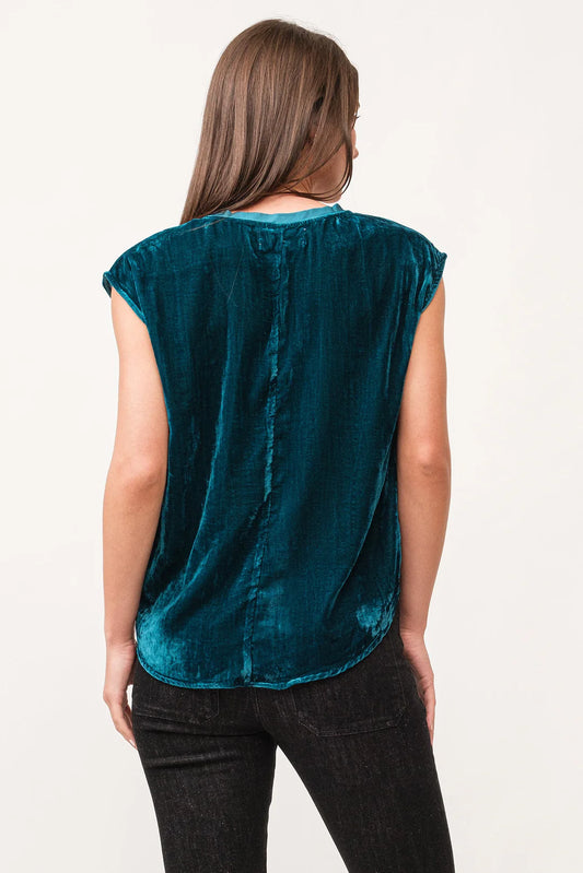 Dear John Yanis Velvet V-Neck Top